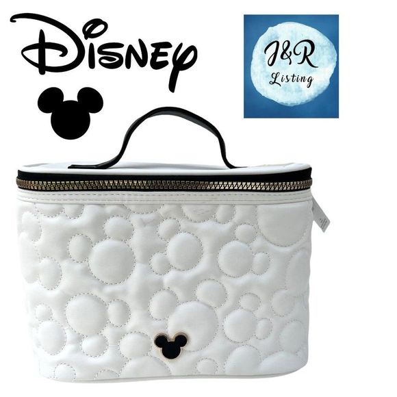 Disney Handbags - Disney Womens White Mickey Mouse Quilted Zip Cosmetic Bag One Size